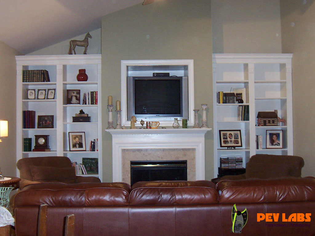 Built in Book Shelves and Fireplace Trim