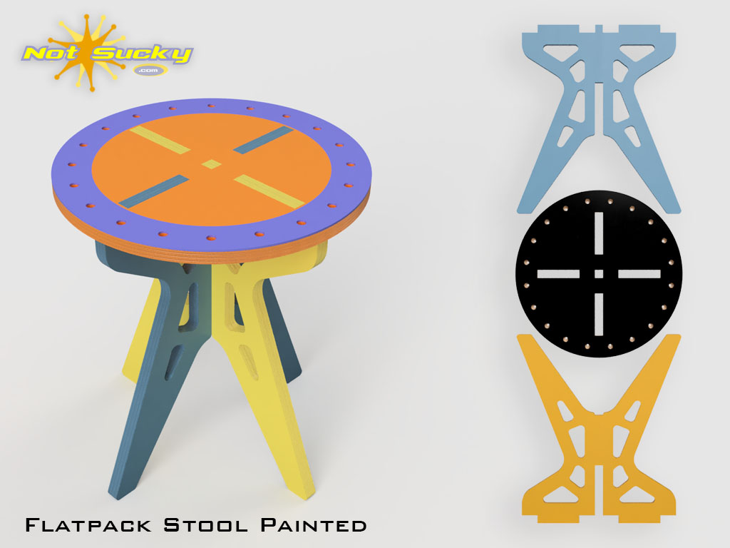 Flat Pack Stool Painted