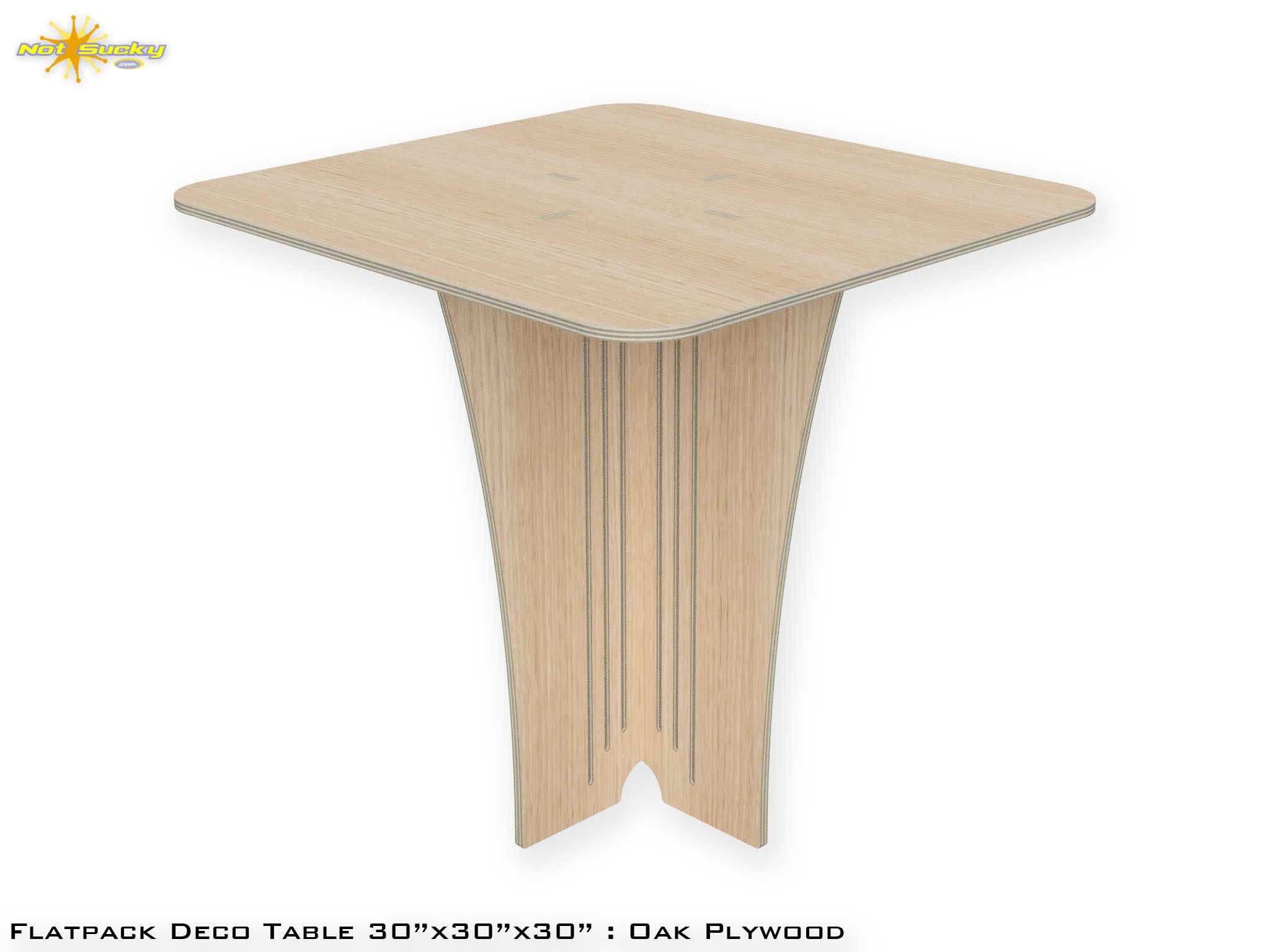 Square Oak Plywood Flat Pack Table