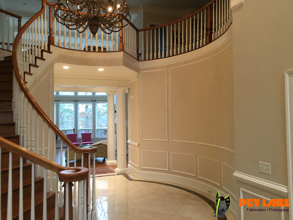 Wainscoting Installed on Curved Wall