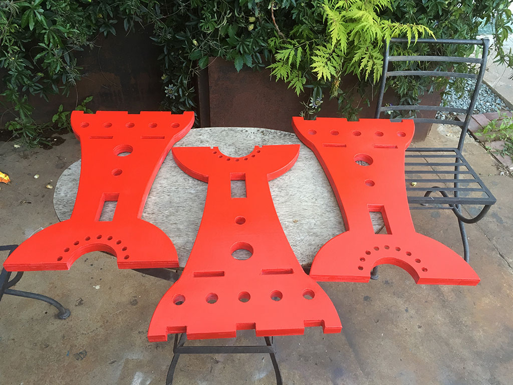 CNC Milled Table Legs Painted Red